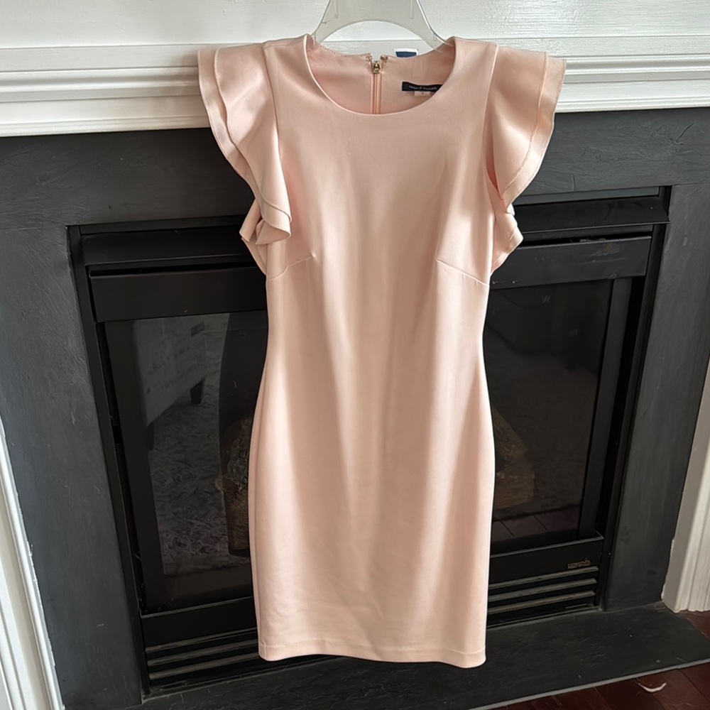 Elegant Pink Ruffle Sleeve Dress
